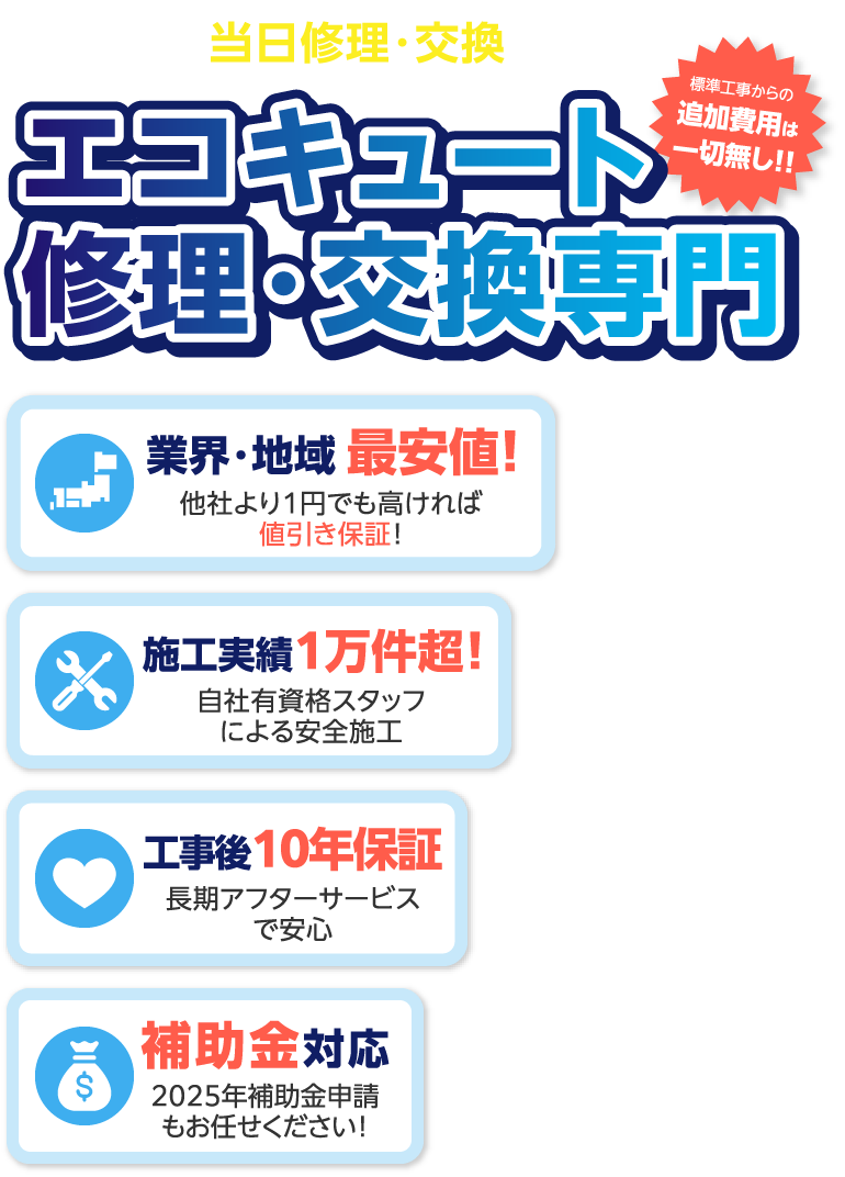 最短即日対応 エコキュート修理・交換専門